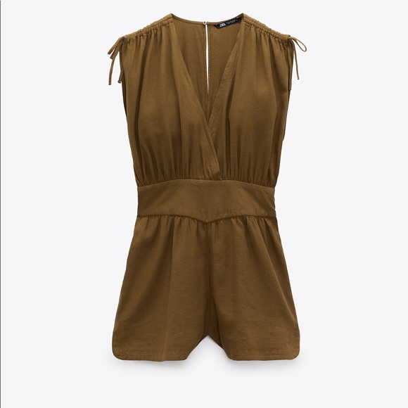 NWT ZARA LINEN BLEND SHORT JUMPSUIT - Picture 6 of 8